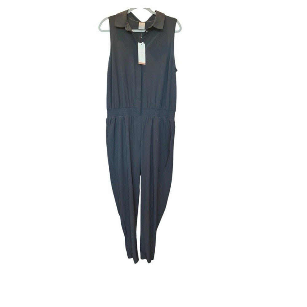 Black Seeveless Collared Jumpsuit - Calia Golf